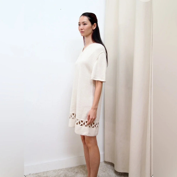 Kordal Interlock Mini Sweater Dress Black 100% Alpaca Wool Sustainable Luxury - Picture 2 of 13